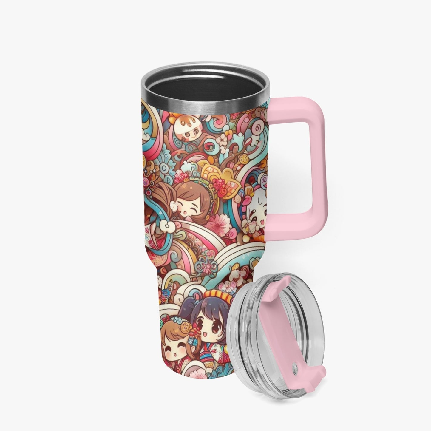 Design - Stanley cup - Car Tumbler Cup 40oz, Anime & Retro Comic Book Style Insulated Mug, Colorful Superhero Design - custom-made. limited stock. Order yours now and stand out with this exclusive piece!