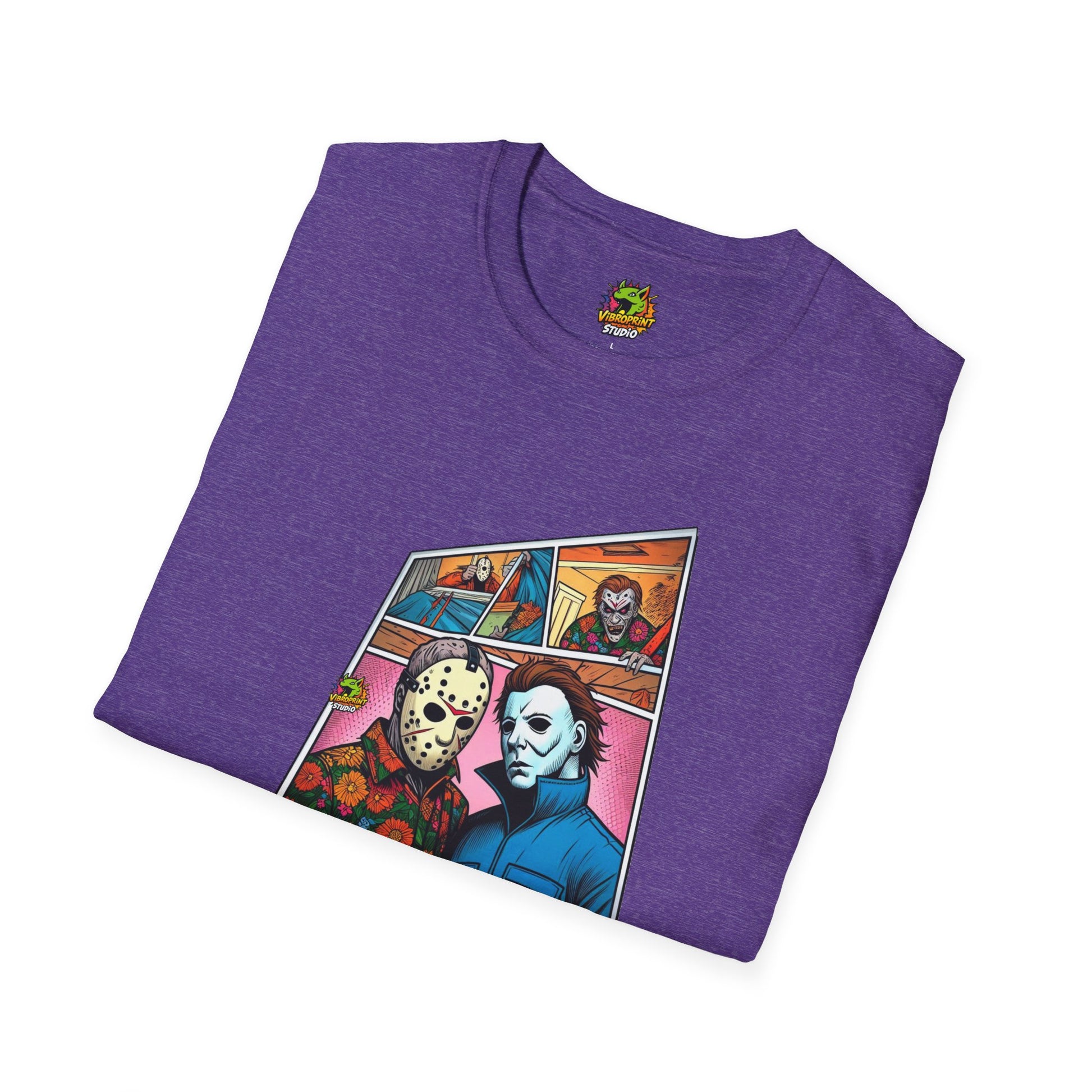 spooky season fashion - Michael Myers Vintage Shirt | Jason Voorhees & Michael Picnic Tee - exclusive artwork. unique graphic tee featuring iconic horror characters. Order yours now and stand out with this exclusive piece!