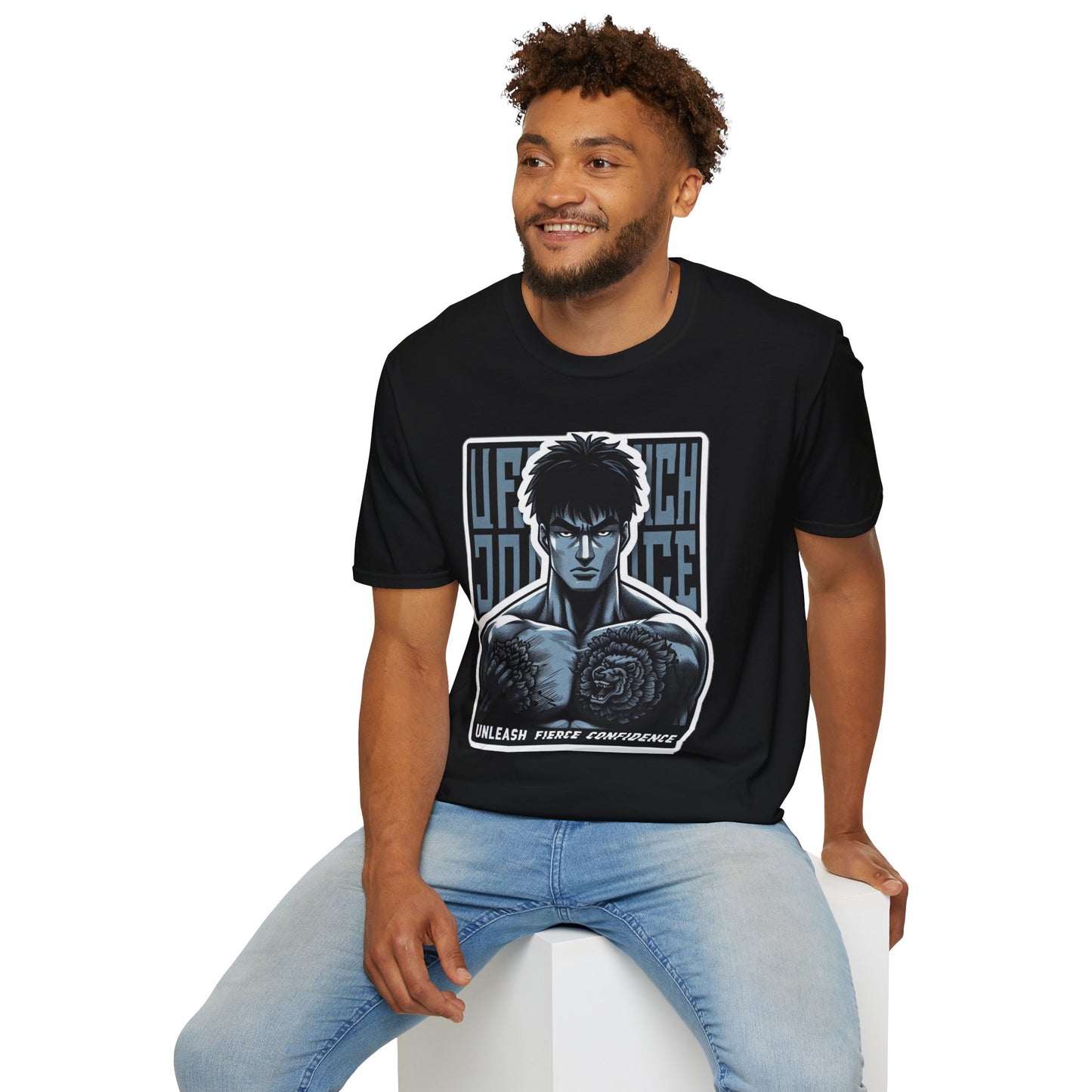 Halloween graphic tee - UFC T Shirt | Unleash Fierce Confidence | UFC Tee with Baki Anime T Shirt for motivation Inspiration - unique graphic tee. perfect Halloween gift for fans of horror culture. Order yours now and stand out with this exclusive piece!