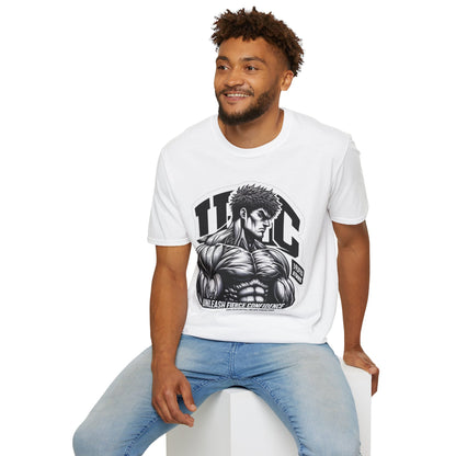 product - UFC T Shirt | Unleash Fierce Confidence | UFC Tee with Baki Anime T Shirt Inspiration - custom-made. perfect gift idea. Order yours now and stand out with this exclusive piece!