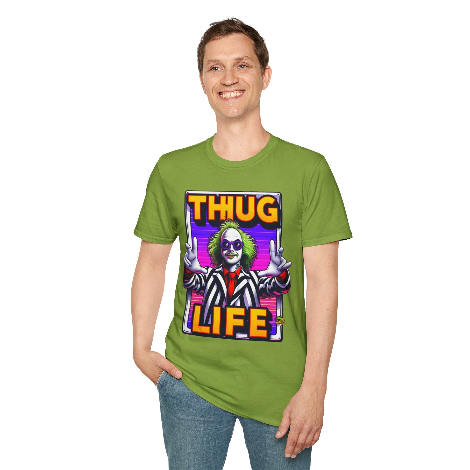 Graphic - Beetlejuice Shirt | Funny Thug Life Halloween Tee | Classic Beetlejuice Graphic T-Shirt - premium material. limited stock. Order yours now and stand out with this exclusive piece!