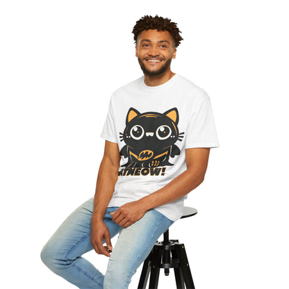 Superhero Cat T-Shirt - Cute Batman-Inspired Parody Design for Cat Lovers - High Quality Image