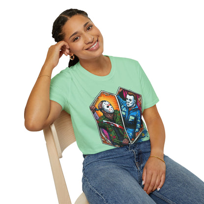 Jason & Michael Funny Halloween T-Shirt | Michael Myers Vintage Tee