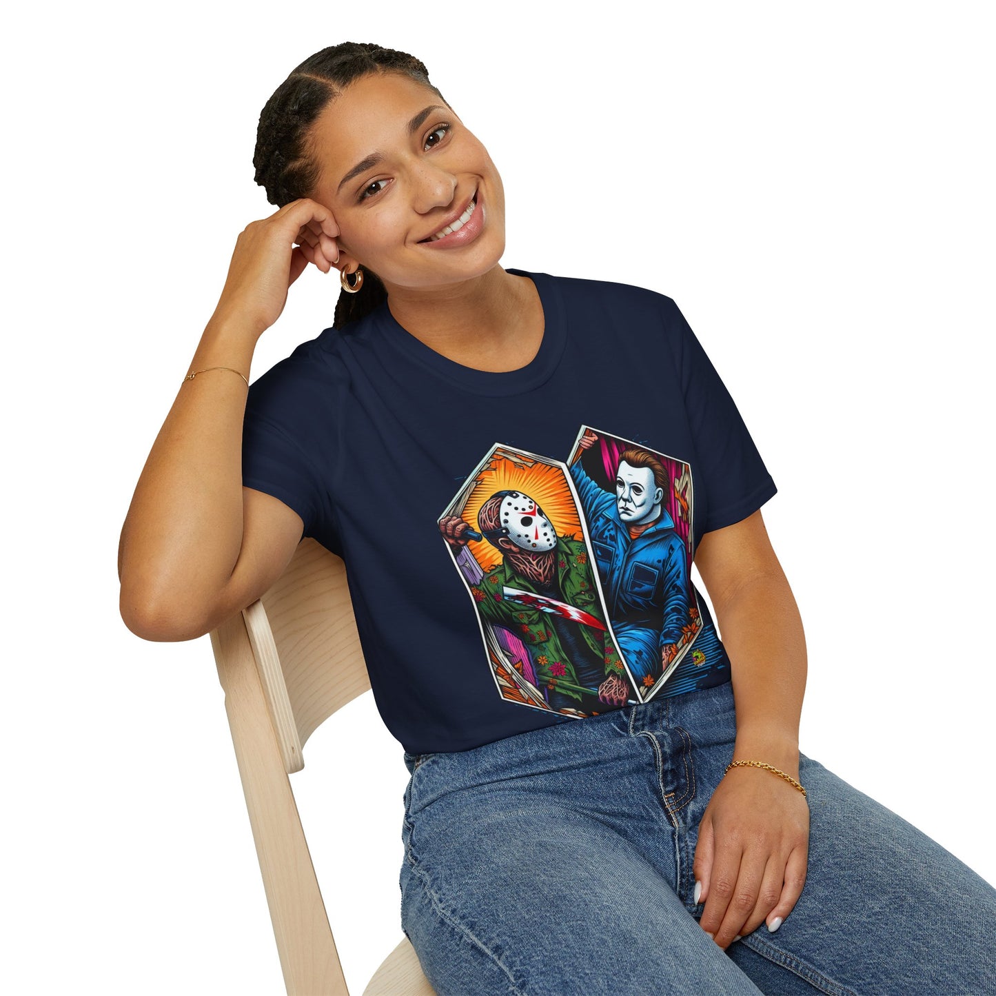 product - Jason & Michael Funny Halloween T-Shirt | Michael Myers Vintage Tee - premium material. perfect gift idea. Order yours now and stand out with this exclusive piece!