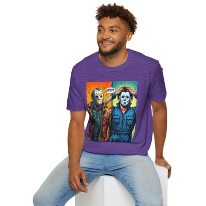 Michael Myers inspired design - Jason Voorhees & Michael Myers Shirt | Funny Halloween Picnic Tee - bold design. perfect Halloween gift for fans of horror culture. Order yours now and stand out with this exclusive piece!