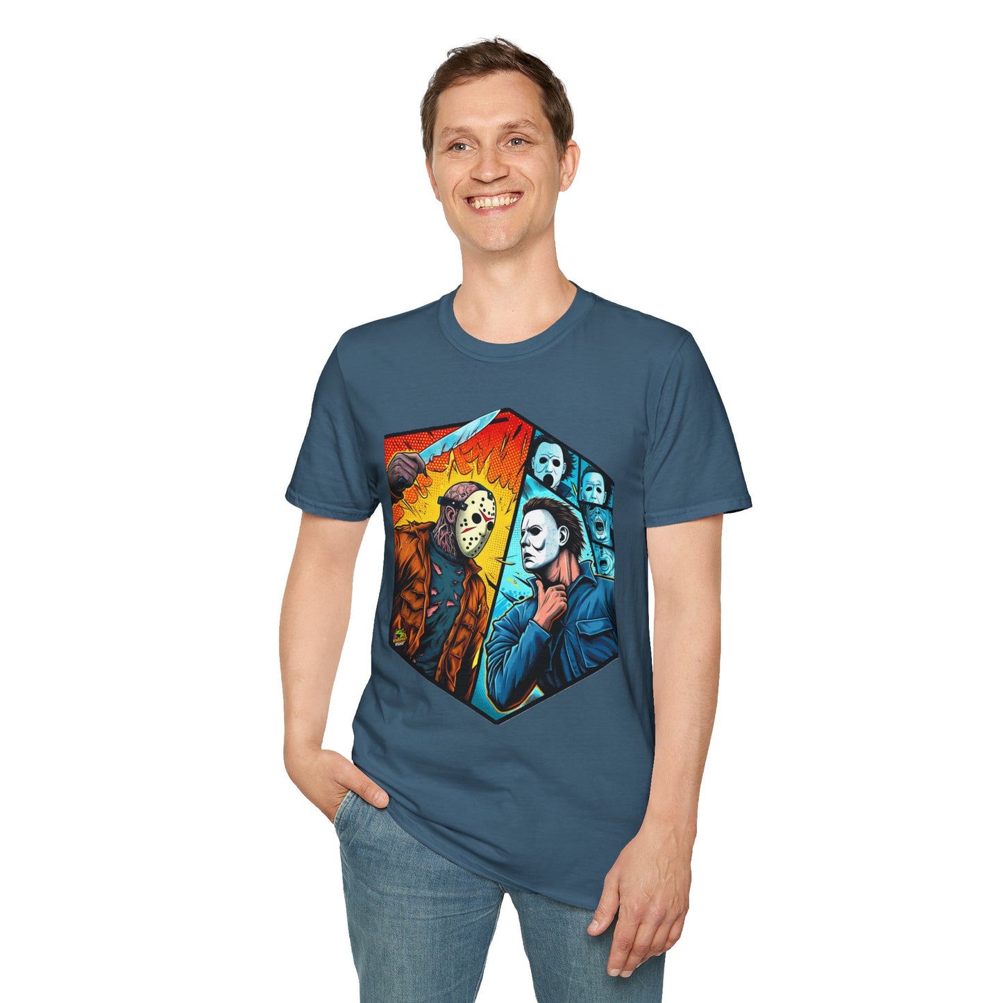 horror-themed apparel - Michael Myers Vintage Shirt | Jason & Michael Halloween Tee - exclusive artwork. limited edition vintage horror design. Order yours now and stand out with this exclusive piece!