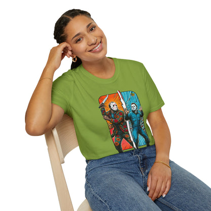 product - Jason Voorhees & Michael Myers Funny Horror Tee | Halloween Shirt - custom-made. perfect gift idea. Order yours now and stand out with this exclusive piece!