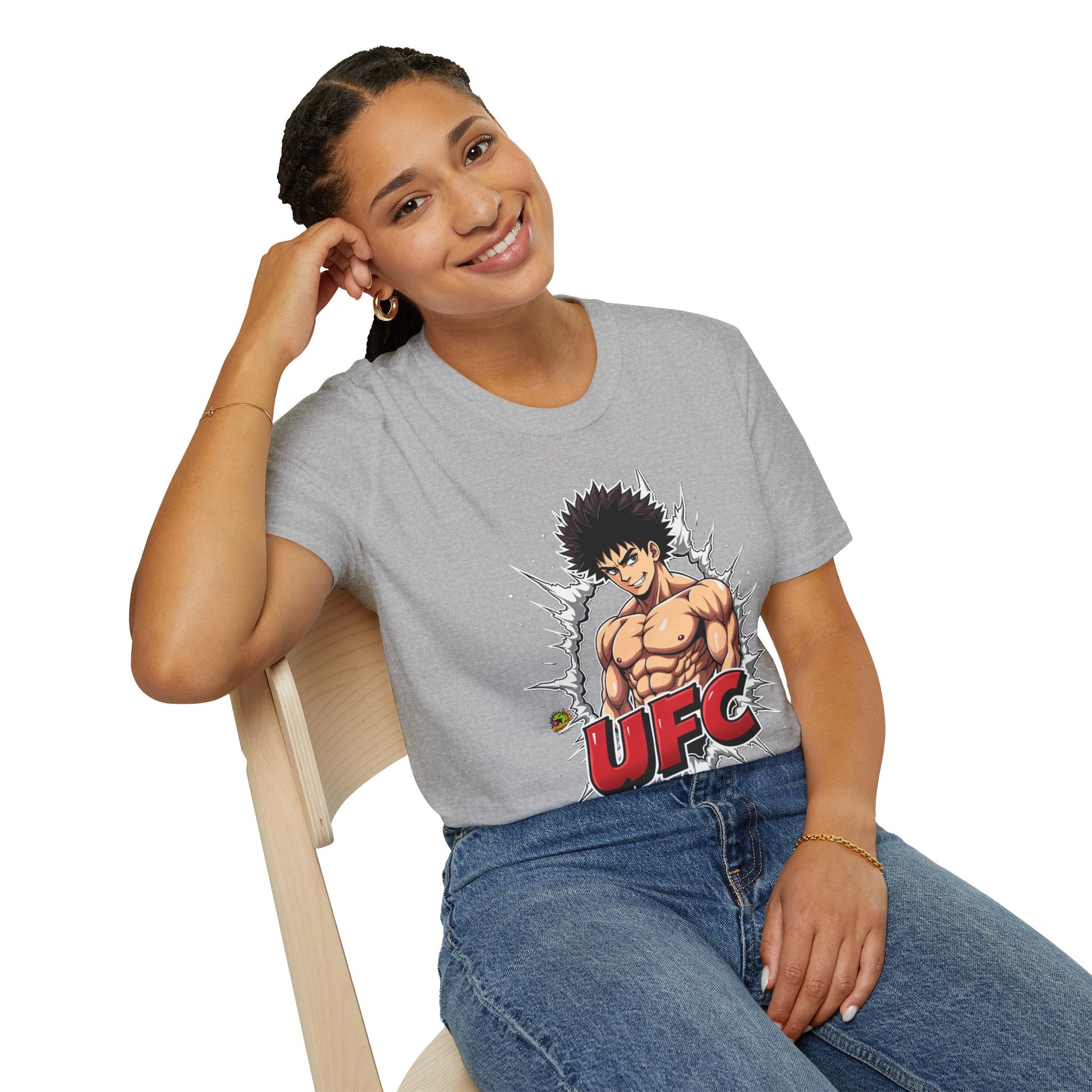 Baki - UFC T Shirt | Unleash Fierce Confidence | Motivational UFC Tee with Baki Anime Elements - custom-made. perfect gift idea. Order yours now and stand out with this exclusive piece!