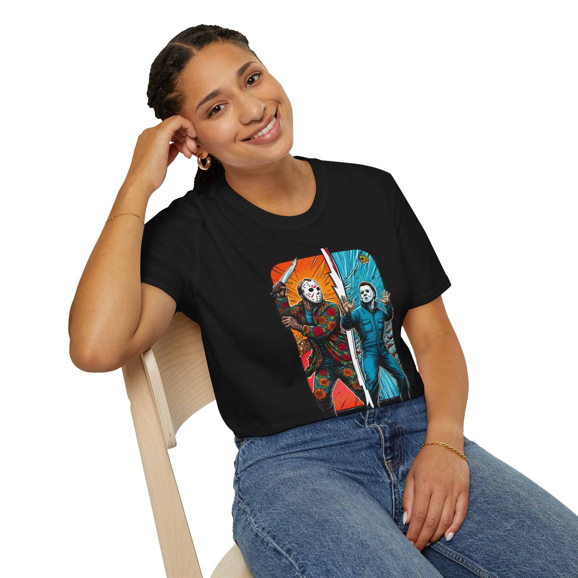 product - Jason Voorhees & Michael Myers Funny Horror Tee | Halloween Shirt - custom-made. limited stock. Order yours now and stand out with this exclusive piece!