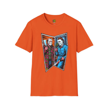 | - Jason Voorhees & Michael Myers Shirt | Funny Halloween Horror Tee - premium material. limited stock. Order yours now and stand out with this exclusive piece!