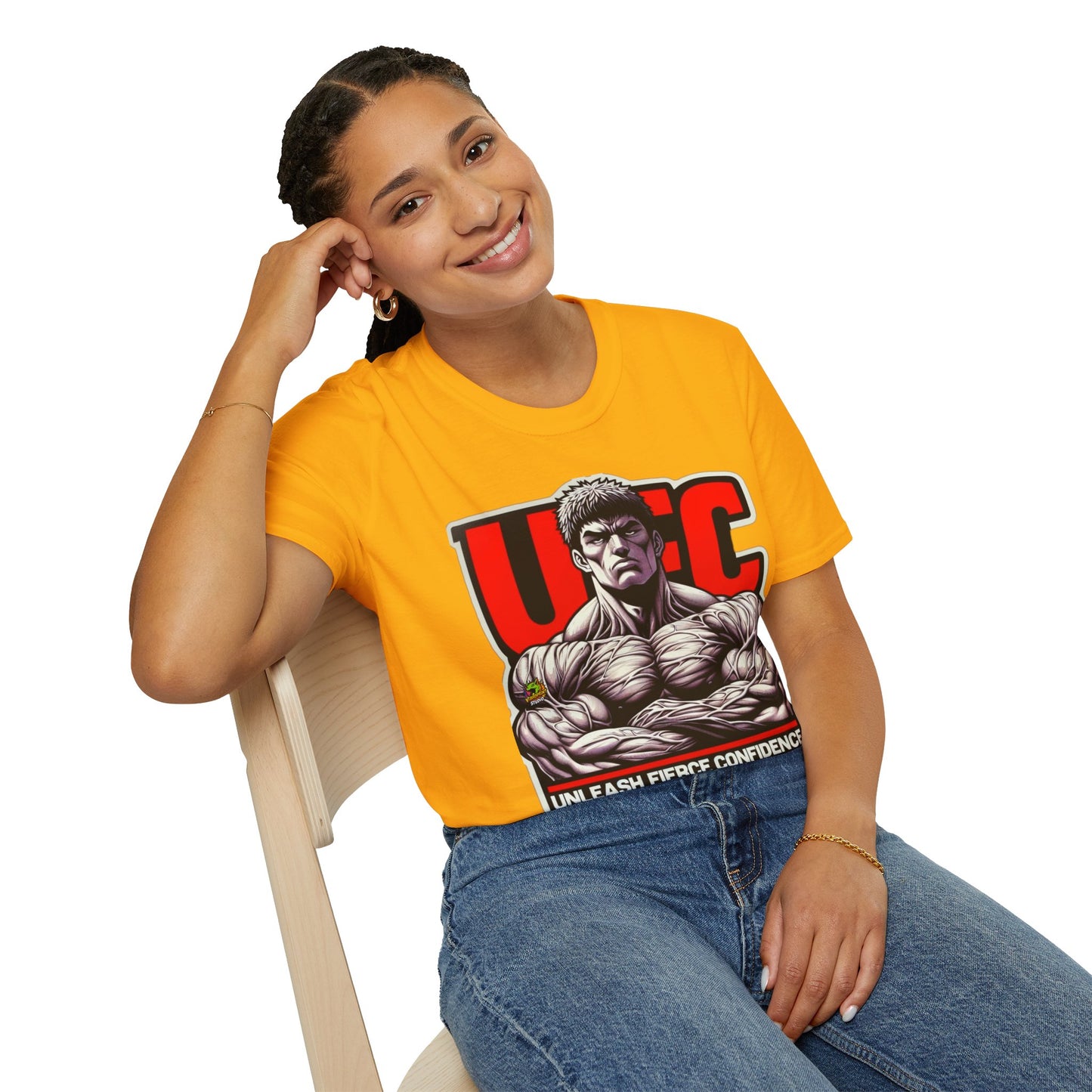 UFC T Shirt | Unleash Fierce Confidence | UFC Tee with Baki Anime Strength for Fitness Fans