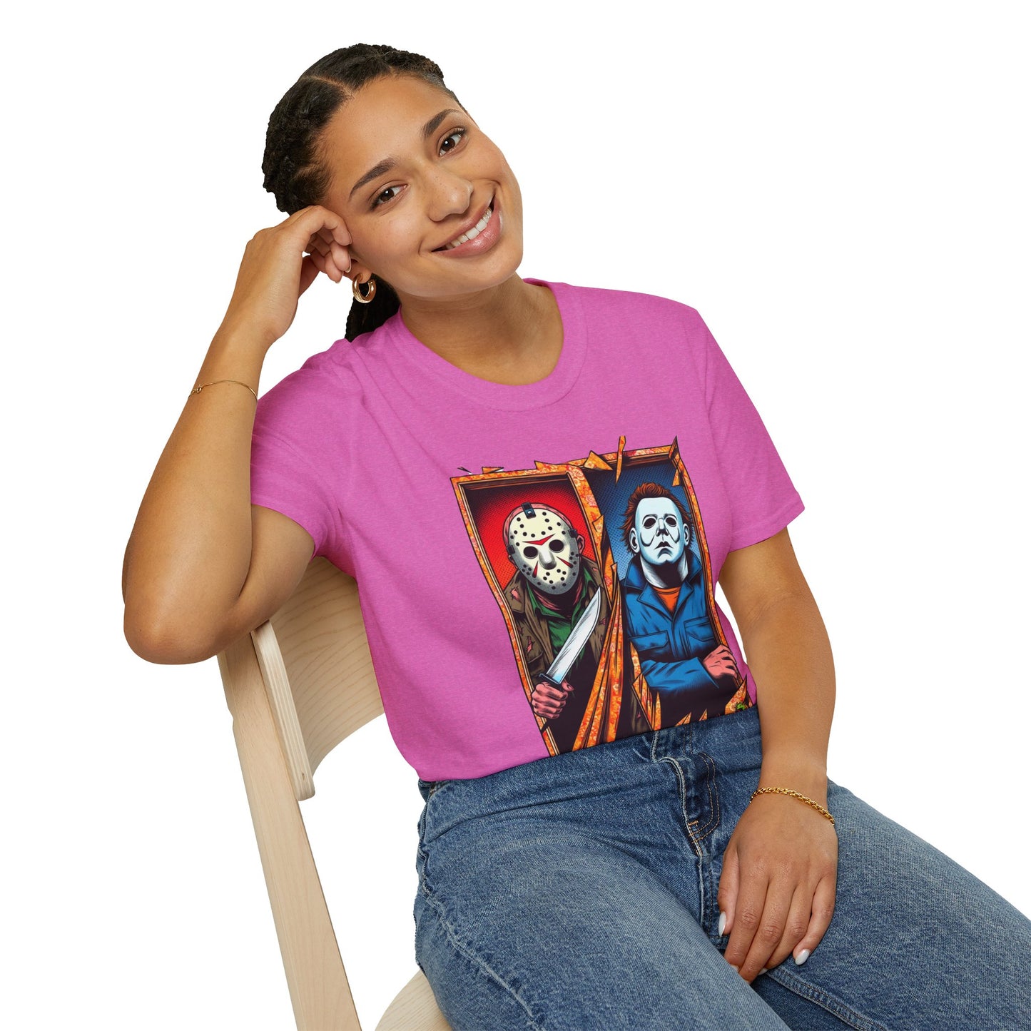 product - Michael Myers Vintage Tee | Jason Voorhees Funny Picnic Scene - custom-made. limited stock. Order yours now and stand out with this exclusive piece!