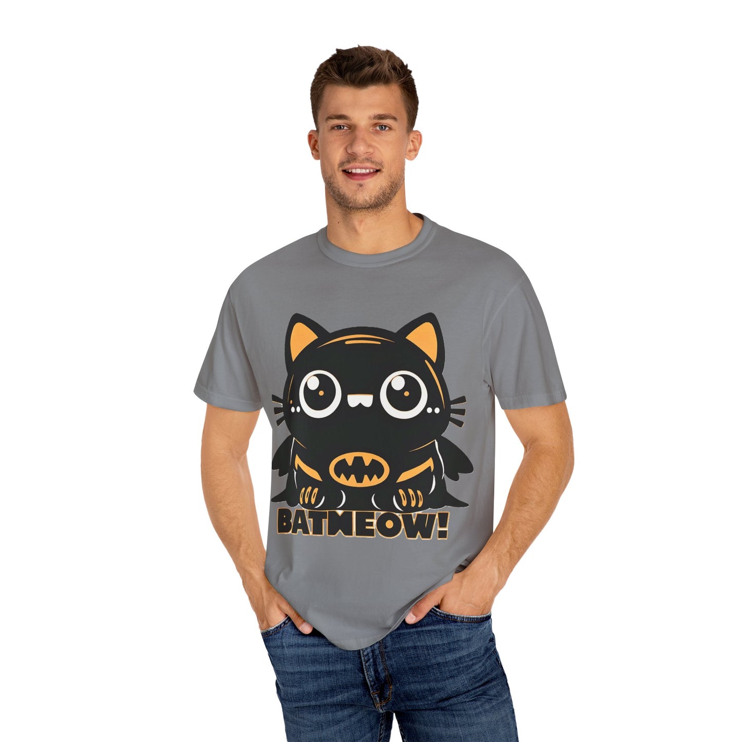 Superhero Cat T-Shirt - Cute Batman-Inspired Parody Design for Cat Lovers