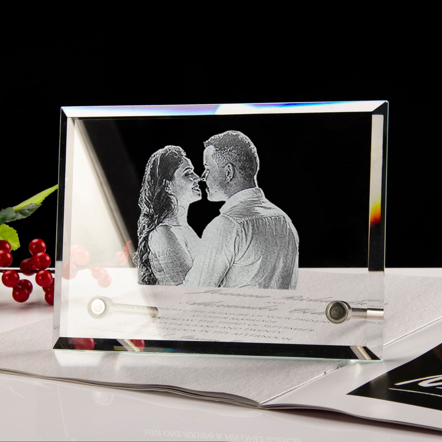 Crystal - 3D Engraving Crystal Photo Frame – Personalized Custom Photo Gift with 3D Laser Engraving for Special Moments - custom-made. limited stock. Order yours now and stand out with this exclusive piece!