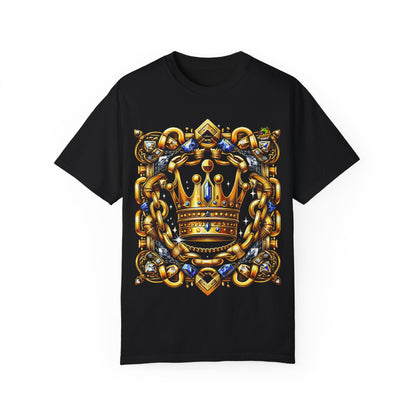 Luxurious Hip-Hop Crown & Gold Chains Rapper Merch | Royalty T-Shirt - High Quality Image