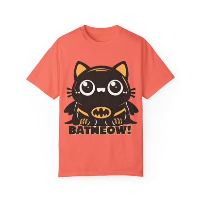 Superhero Cat T-Shirt - Cute Batman-Inspired Parody Design for Cat Lovers - High Quality Image