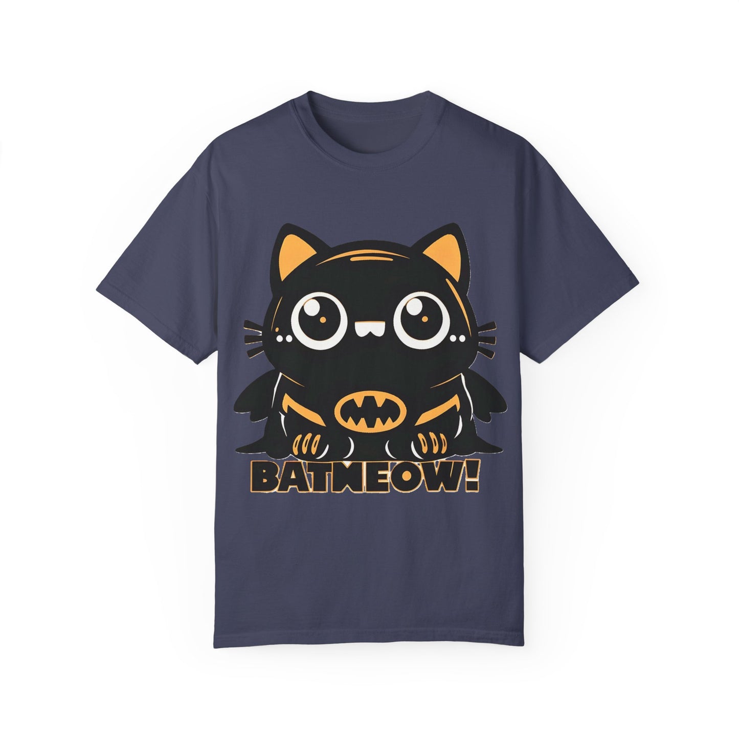 Superhero Cat T-Shirt - Cute Batman-Inspired Parody Design for Cat Lovers - High Quality Image