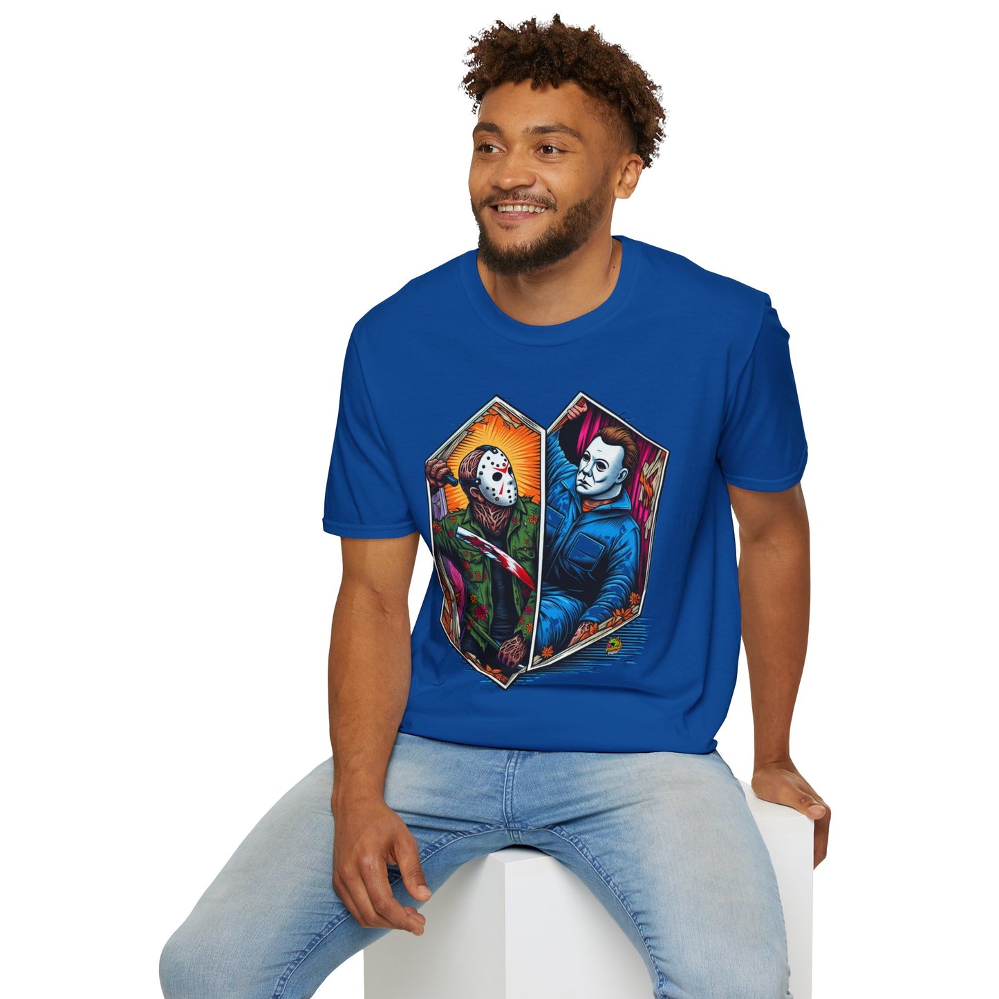 product - Jason & Michael Funny Halloween T-Shirt | Michael Myers Vintage Tee - premium material. limited stock. Order yours now and stand out with this exclusive piece!