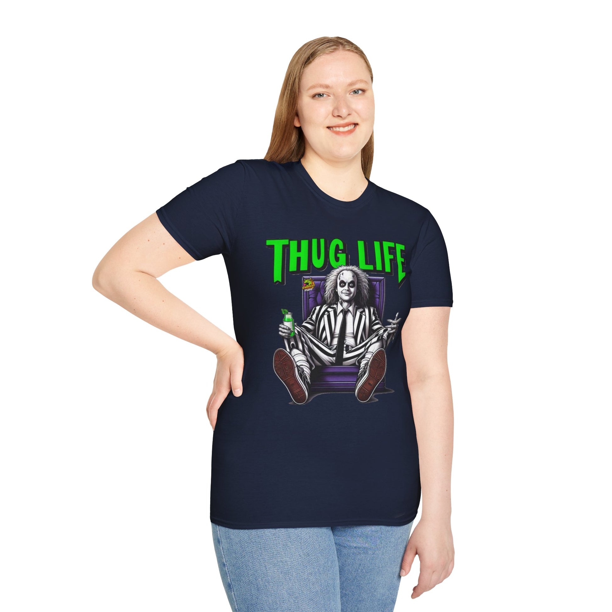 T-Shirt - Beetlejuice Shirt | Thug Life Halloween T-Shirt | Creepy Beetlejuice Graphic Tee - premium material. limited stock. Order yours now and stand out with this exclusive piece!