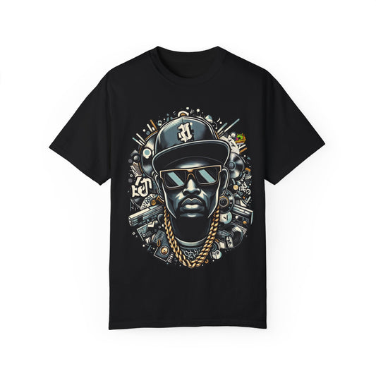 Graffiti Inspired Hip-Hop Icon Rapper Merch | Bold Caricature T-Shirt - High Quality Image