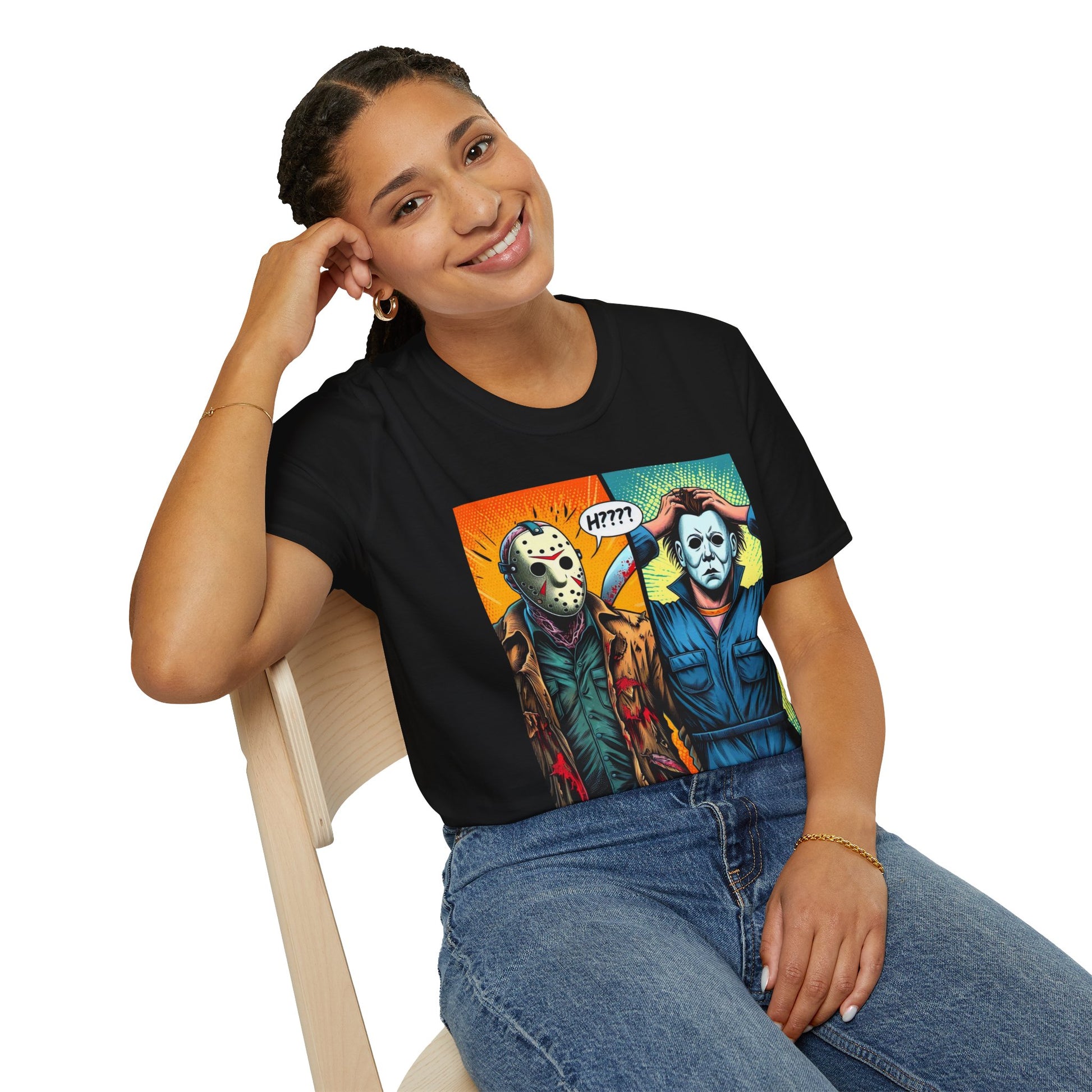 vintage horror shirt - Jason Voorhees & Michael Myers Shirt | Funny Halloween Picnic Tee - comfortable fit. premium horror movie t-shirt for spooky occasions. Order yours now and stand out with this exclusive piece!