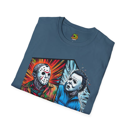 horror-themed apparel - Funny Jason & Michael Myers Shirt | Halloween Horror T-Shirt - limited edition. unique graphic tee featuring iconic horror characters. Order yours now and stand out with this exclusive piece!