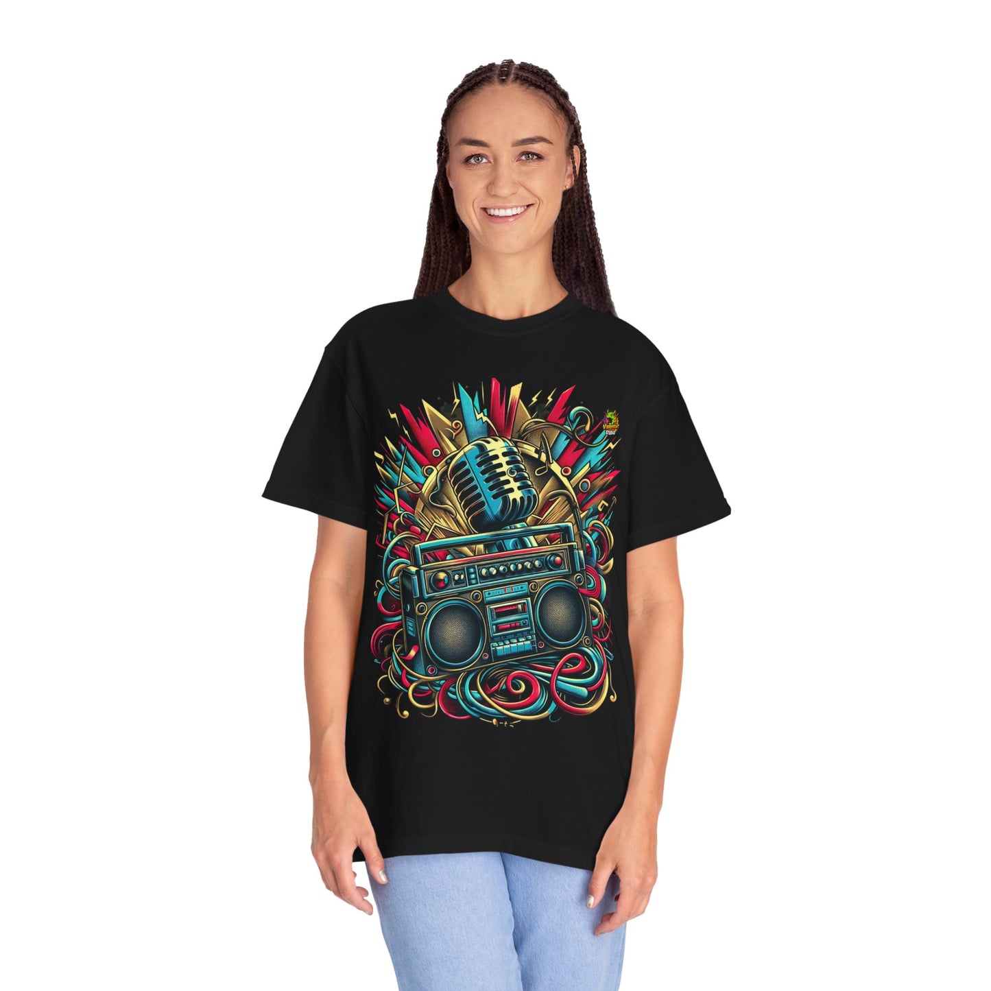 T-Shirt - Dynamic Boombox & Microphone Rapper Merch | Hip-Hop Music Fusion T-Shirt - premium material. perfect gift idea. Order yours now and stand out with this exclusive piece!