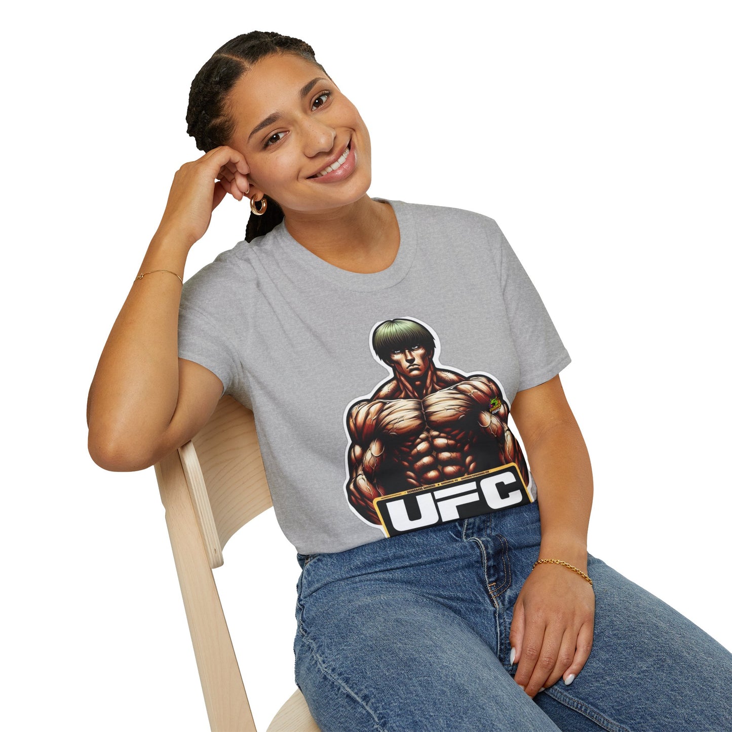 Athletes - UFC T Shirt | Unleash Fierce Confidence | UFC Tee with Baki Anime Elements for Athletes - premium material. limited stock. Order yours now and stand out with this exclusive piece!