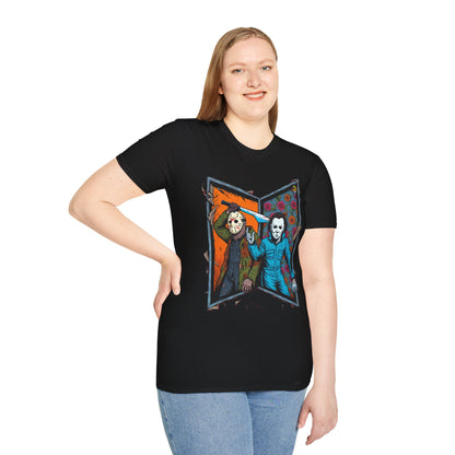 product - Jason Voorhees & Michael Myers T-Shirt | Funny Horror Tee - custom-made. limited stock. Order yours now and stand out with this exclusive piece!