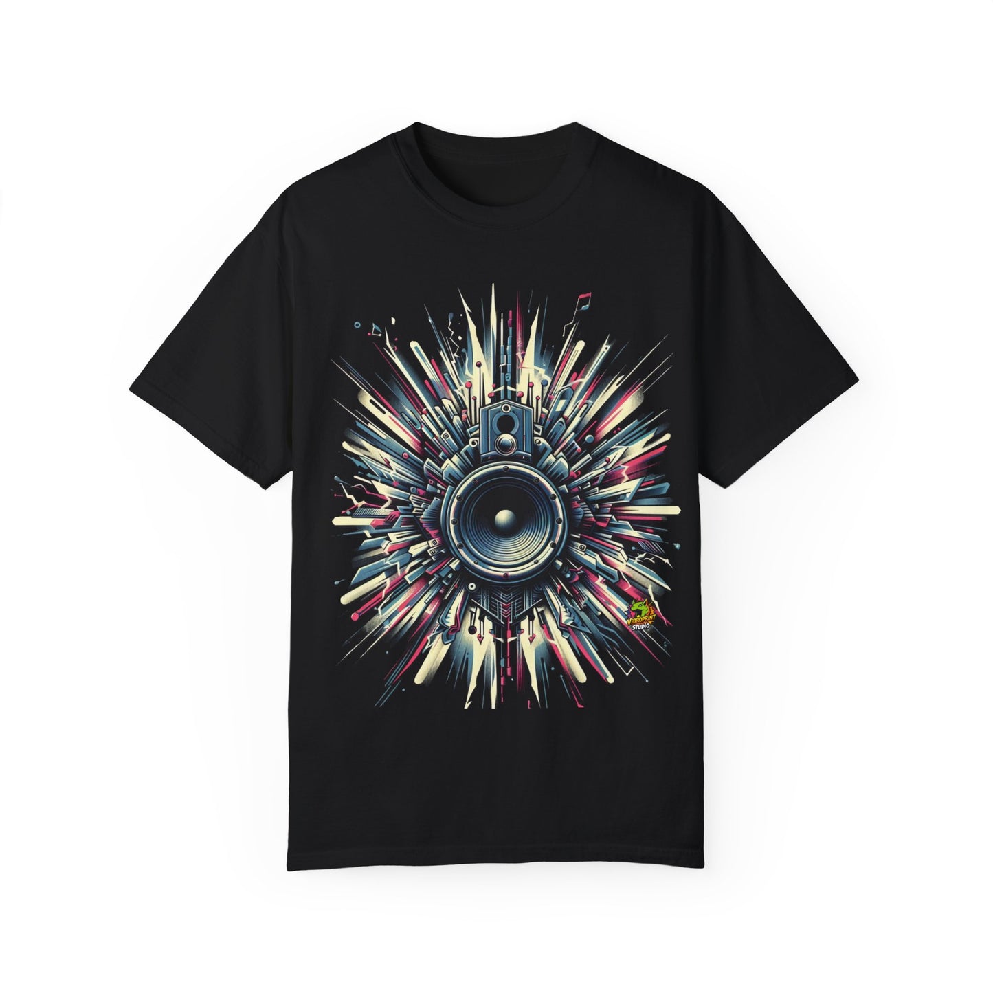 Vibrant Booming Sound Waves Rapper Merch | Hip-Hop Street Music T-Shirt - High Quality Image