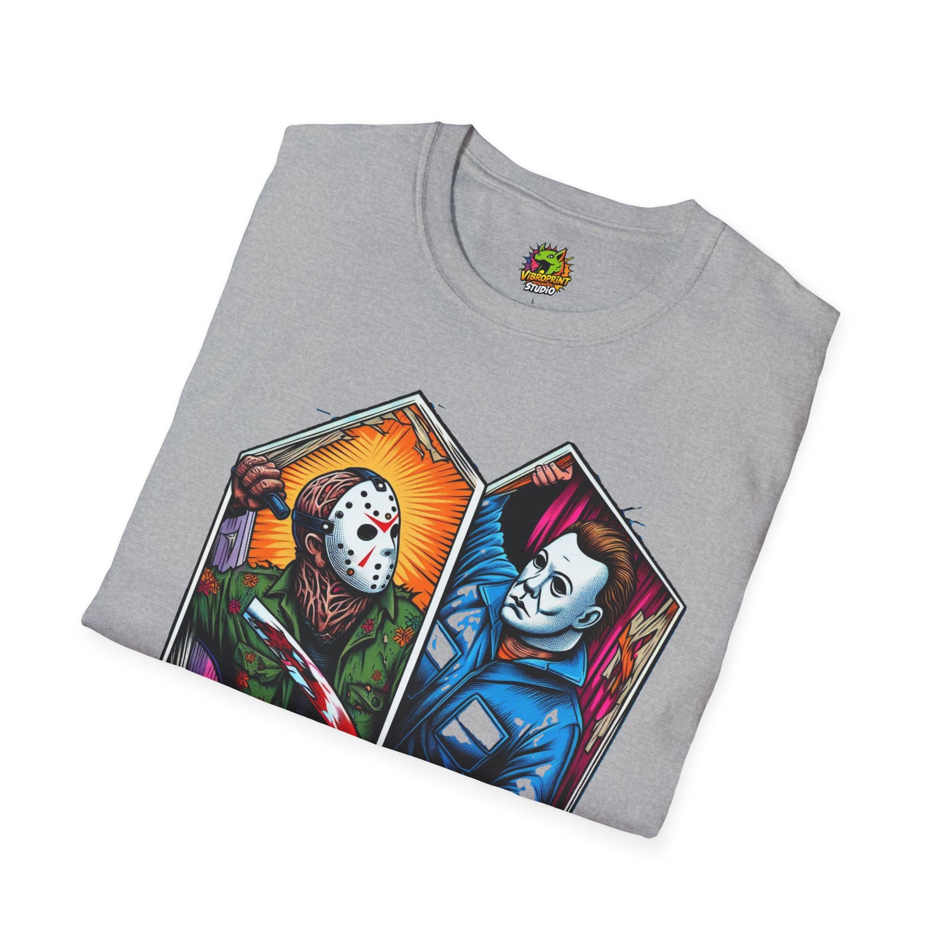 product - Jason & Michael Funny Halloween T-Shirt | Michael Myers Vintage Tee - premium material. limited stock. Order yours now and stand out with this exclusive piece!