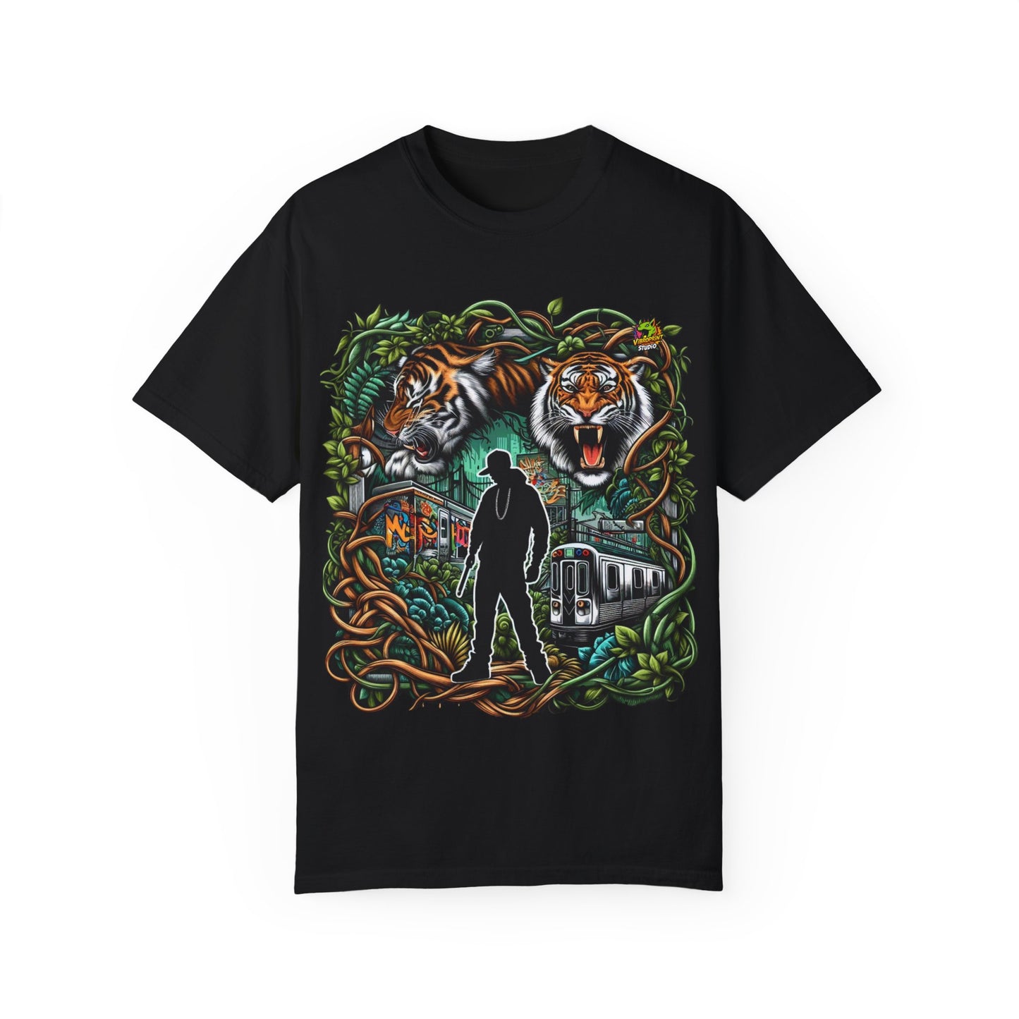 Urban Jungle Beats Rapper Merch | Hip-Hop City & Nature Fusion T-Shirt Design - High Quality Image