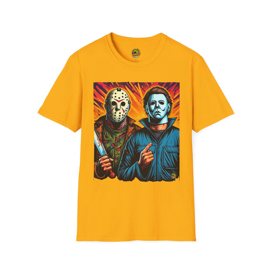 Jason Voorhees & Michael Myers T-Shirt | Funny Vintage Horror Tee - High Quality Image