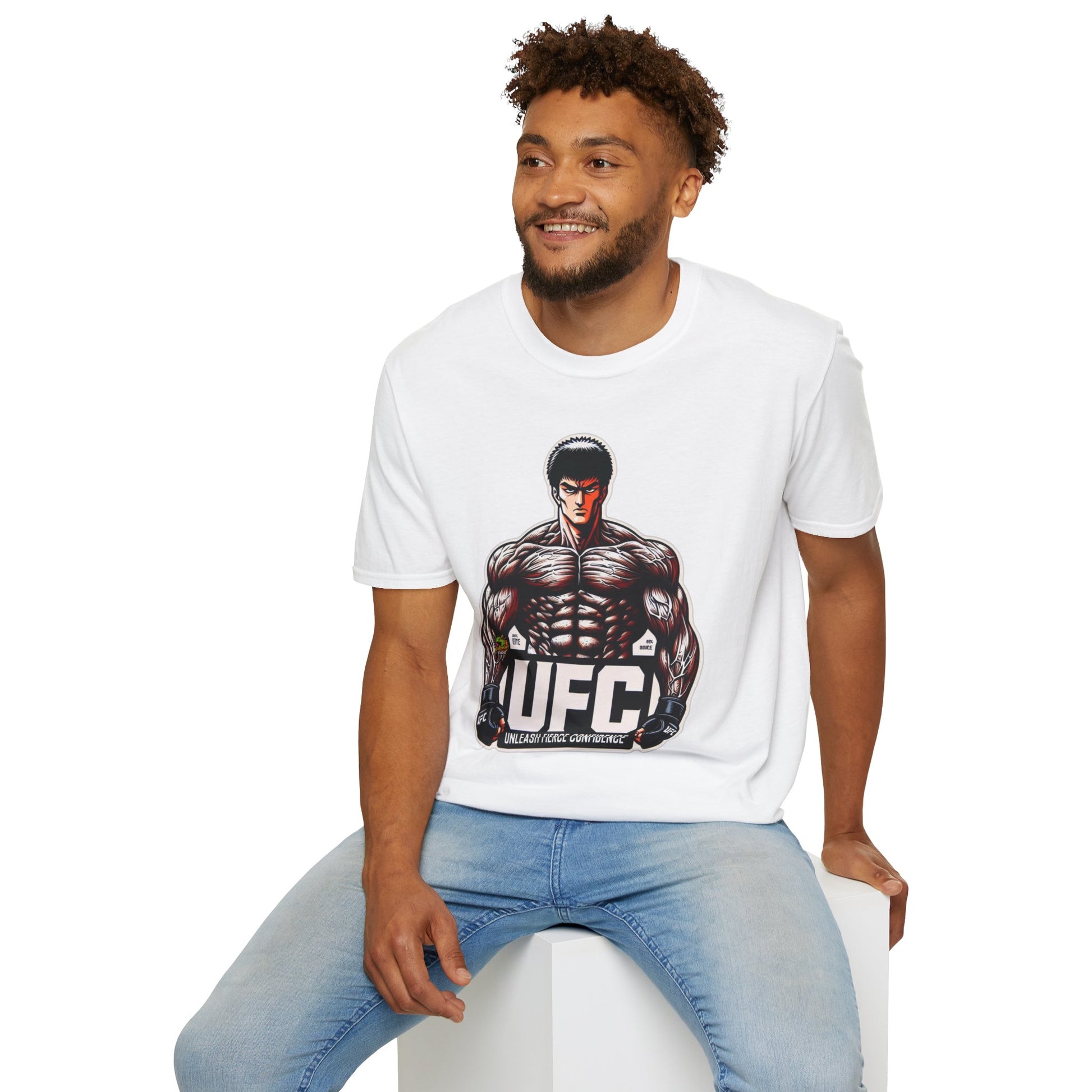 with - UFC T Shirt | Unleash Fierce Confidence | UFC Tee with Baki Anime Inspiration for Athletes - custom-made. perfect gift idea. Order yours now and stand out with this exclusive piece!