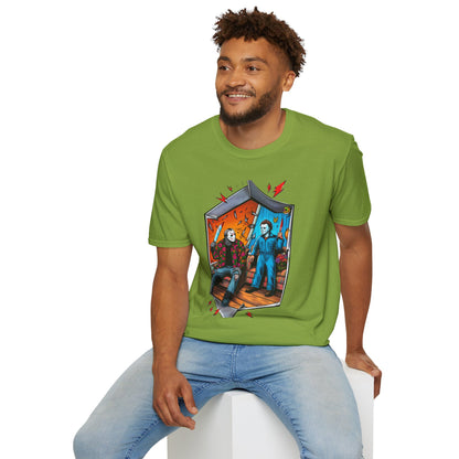 Halloween graphic tee - Michael Myers Shirt | Jason Voorhees Funny Picnic Halloween Tee - trending style. spooky season t-shirt with unique flair. Order yours now and stand out with this exclusive piece!