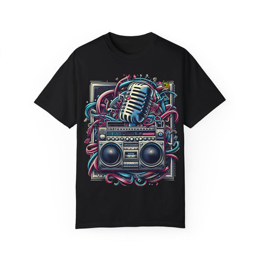 Bold Microphone & Boombox Rapper Merch | Hip-Hop Street Music Design - High Quality Image