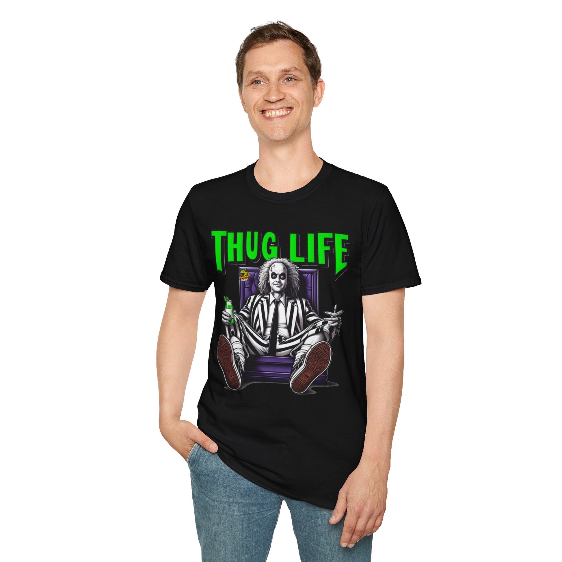 Creepy - Beetlejuice Shirt | Thug Life Halloween T-Shirt | Creepy Beetlejuice Graphic Tee - custom-made. limited stock. Order yours now and stand out with this exclusive piece!