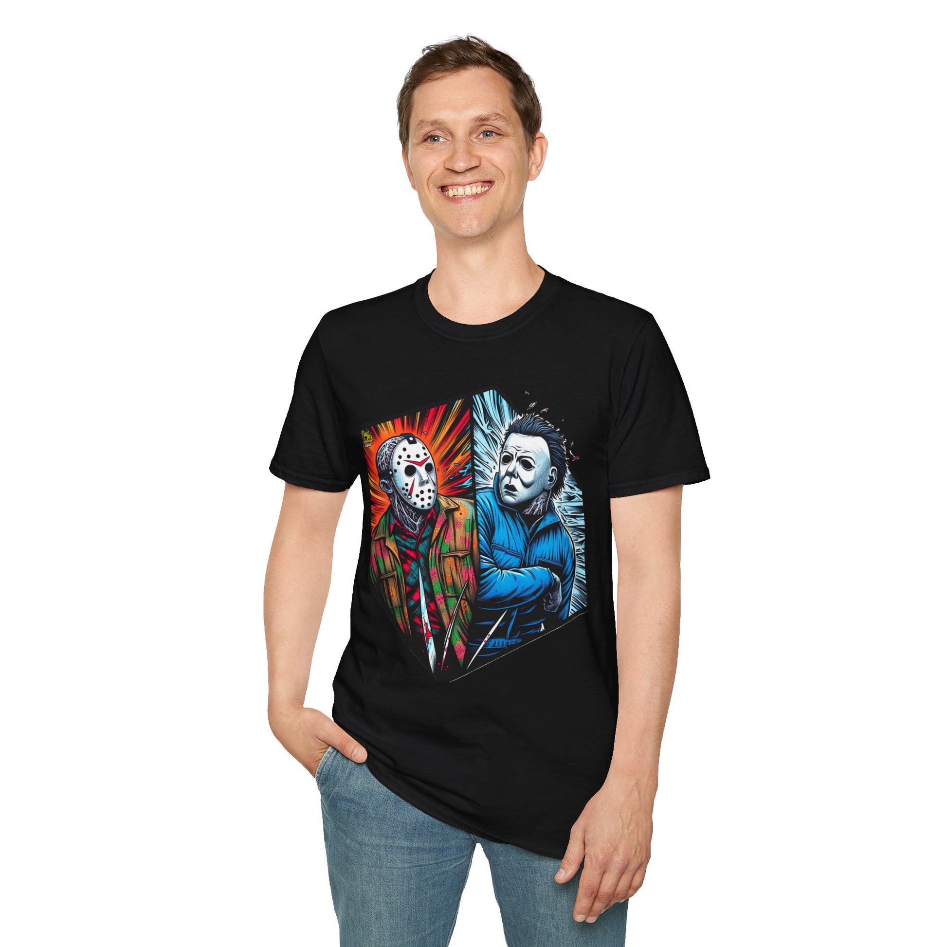 vintage horror shirt - Funny Jason & Michael Myers Shirt | Halloween Horror T-Shirt - limited edition. spooky season t-shirt with unique flair. Order yours now and stand out with this exclusive piece!