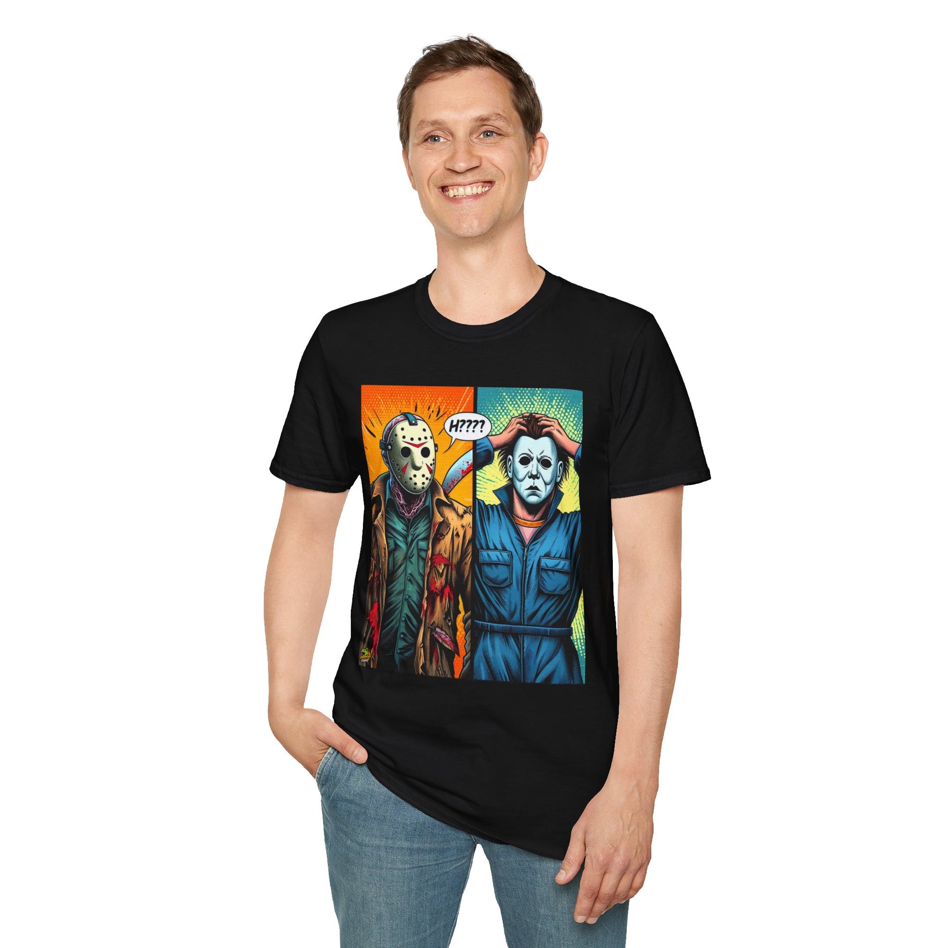 Michael Myers inspired design - Jason Voorhees & Michael Myers Shirt | Funny Halloween Picnic Tee - vintage aesthetic. premium horror movie t-shirt for spooky occasions. Order yours now and stand out with this exclusive piece!