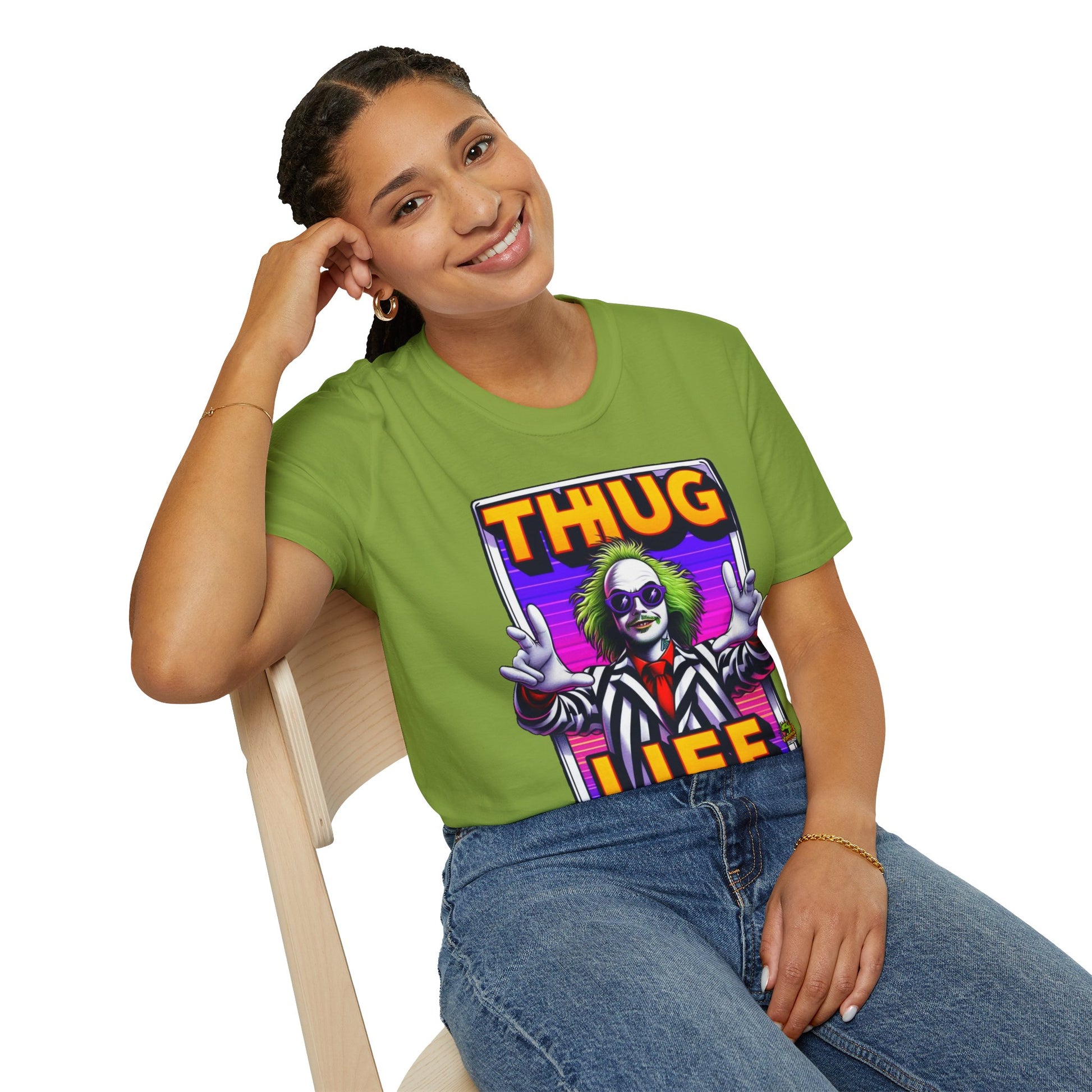 Graphic - Beetlejuice Shirt | Funny Thug Life Halloween Tee | Classic Beetlejuice Graphic T-Shirt - premium material. limited stock. Order yours now and stand out with this exclusive piece!