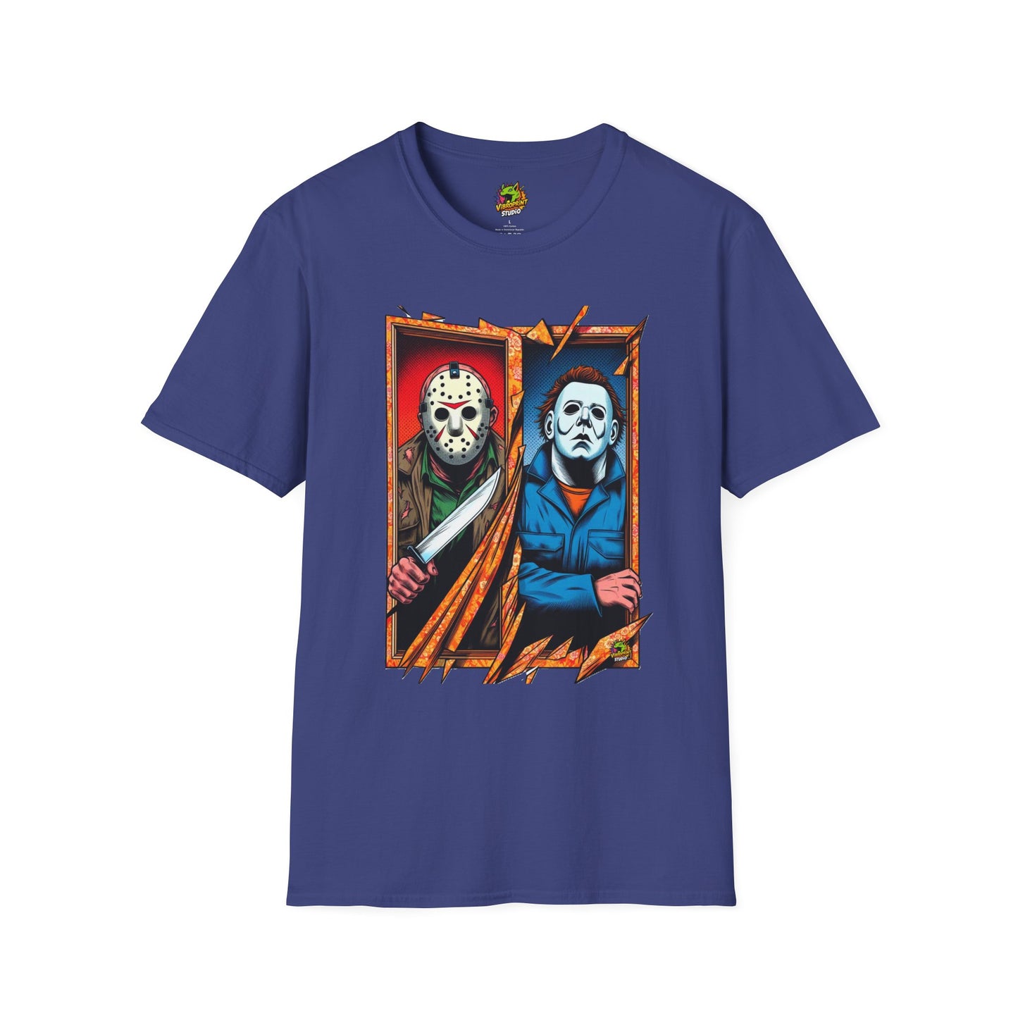 Michael Myers inspired design - Michael Myers Vintage Tee | Jason Voorhees Funny Picnic Scene - spooky season. unique graphic tee featuring iconic horror characters. Order yours now and stand out with this exclusive piece!