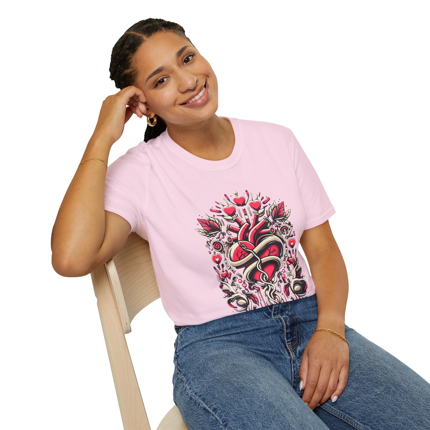 Model Wearing Valentine's Day Gift Tee - Unisex Soft T-Shirt