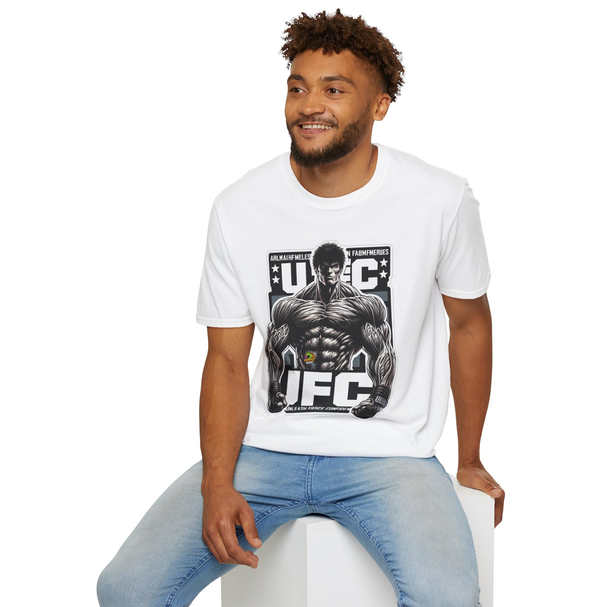 Baki - UFC T Shirt | Unleash Fierce Confidence | UFC Tee with Baki Anime Strength for Fitness Enthusiasts - custom-made. limited stock. Order yours now and stand out with this exclusive piece!