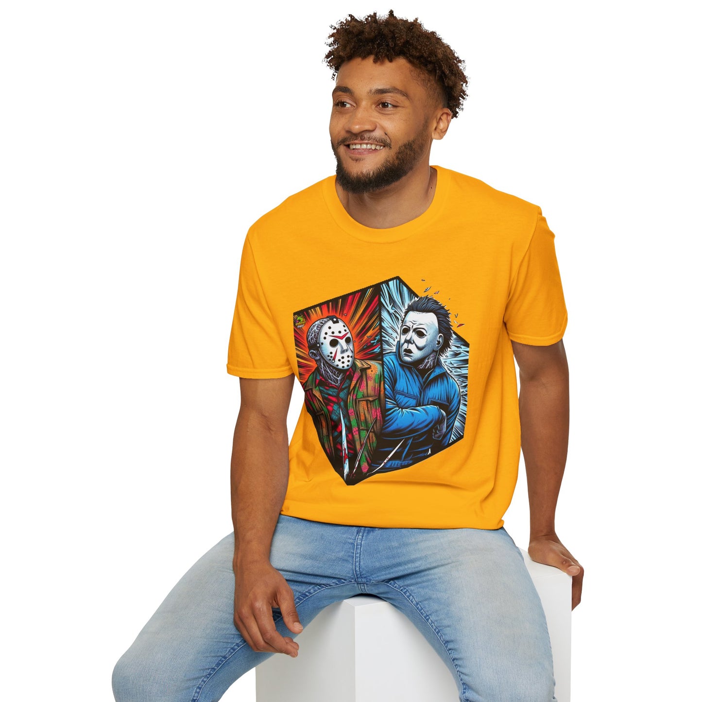 Halloween graphic tee - Funny Jason & Michael Myers Shirt | Halloween Horror T-Shirt - perfect for Halloween lovers. premium horror movie t-shirt for spooky occasions. Order yours now and stand out with this exclusive piece!