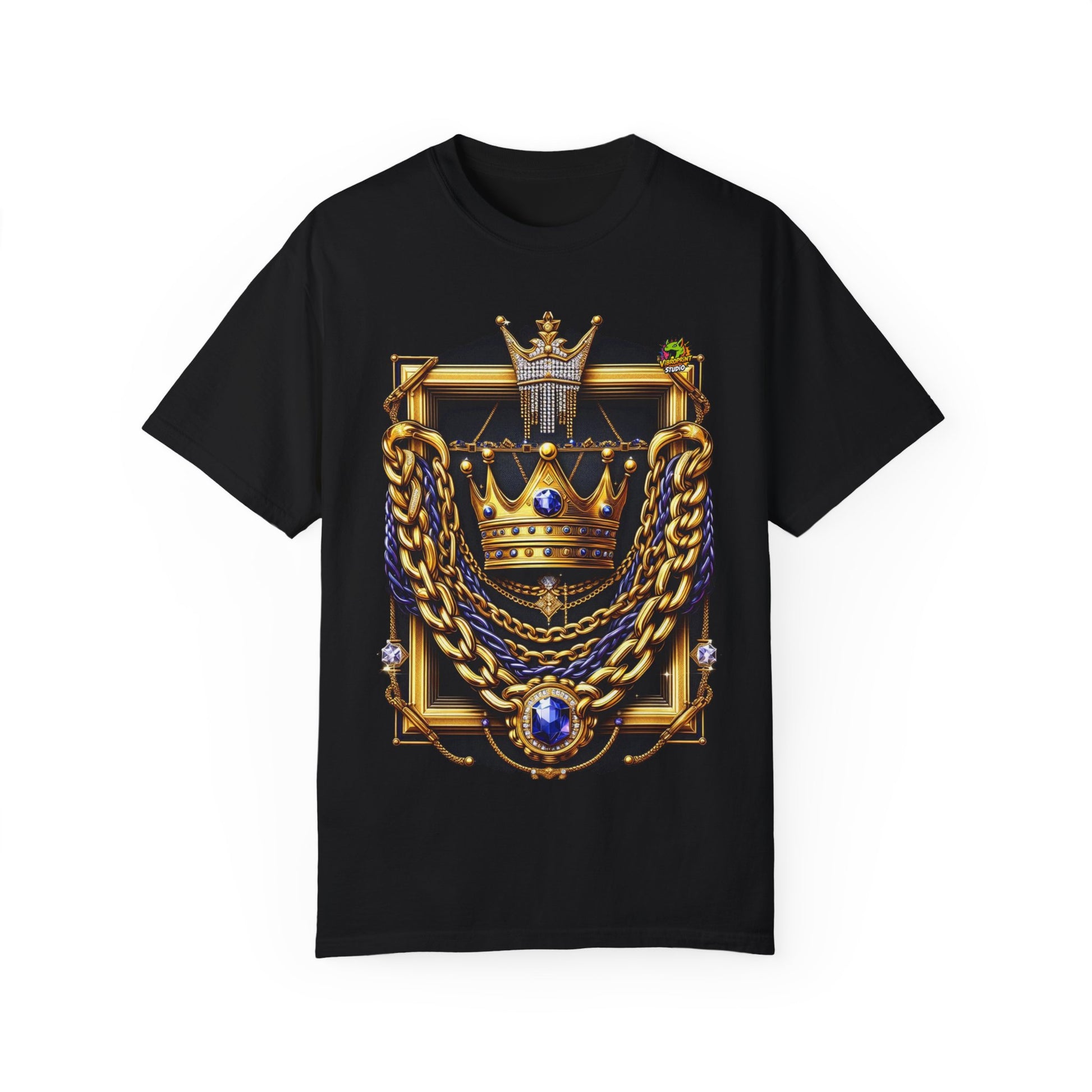 Gold Chains & Crown Rapper Merch | Hip-Hop Royalty T-Shirt Design - High Quality Image