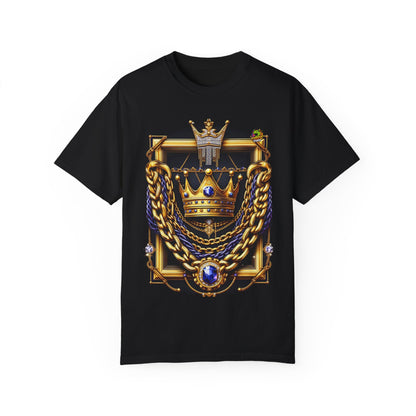 Gold Chains & Crown Rapper Merch | Hip-Hop Royalty T-Shirt Design - High Quality Image