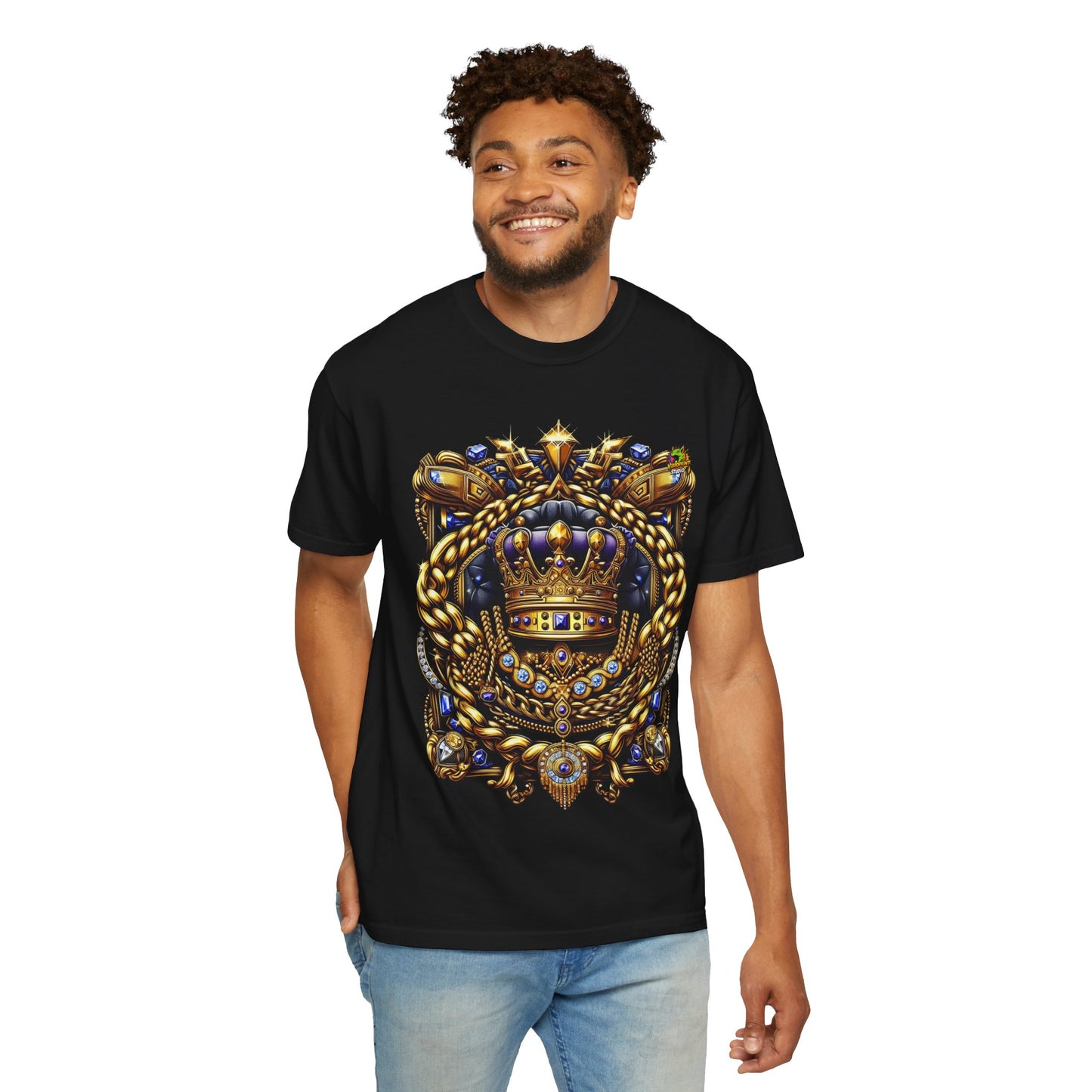 Rapper - Rapper Merch Gold Chains & Crown Motif | Luxurious Hip-Hop Style T-Shirt - premium material. limited stock. Order yours now and stand out with this exclusive piece!