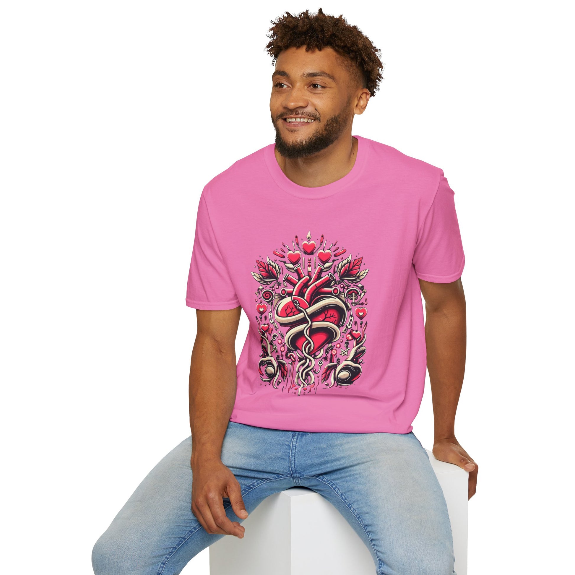 Model Wearing Valentine's Day Gift Tee - Unisex Soft T-Shirt