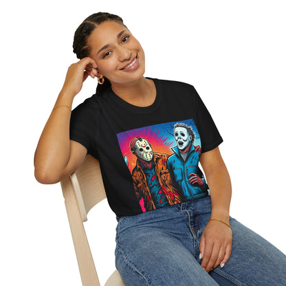 product - Jason Voorhees & Michael Myers Shirt | Funny Vintage Halloween Tee - custom-made. perfect gift idea. Order yours now and stand out with this exclusive piece!