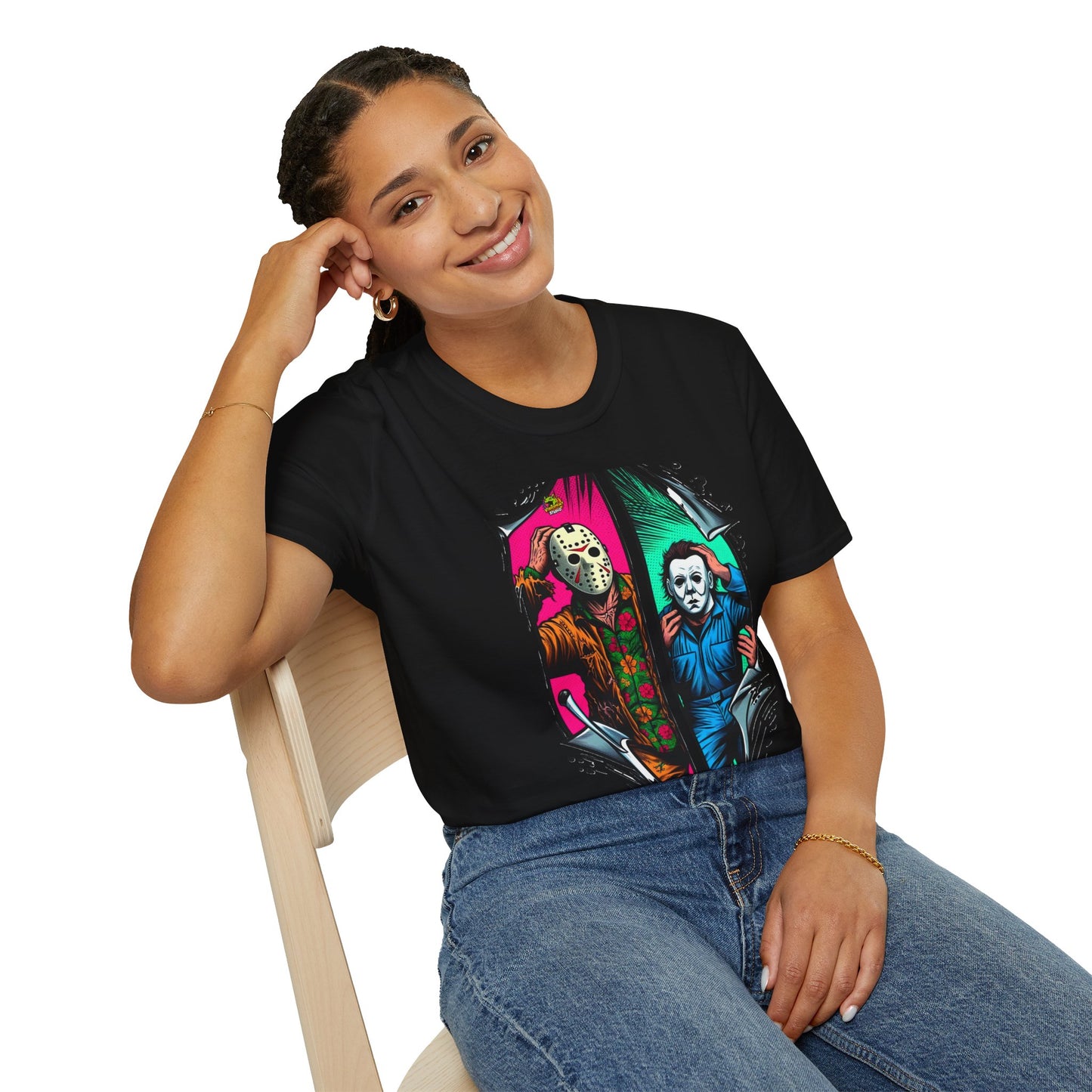 spooky season fashion - Michael Myers Vintage Shirt | Jason Voorhees Funny Picnic Scene Tee - spooky season. limited edition vintage horror design. Order yours now and stand out with this exclusive piece!